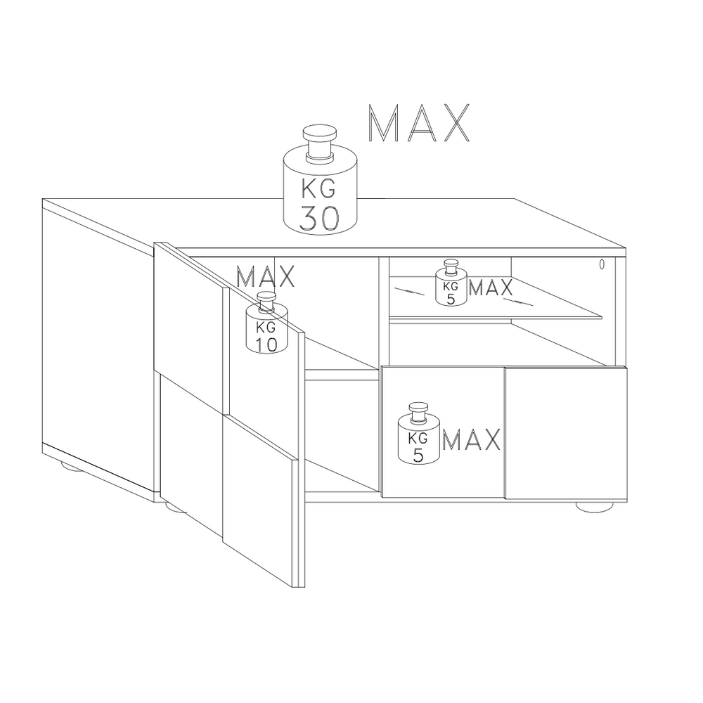 Lyon 1 Door 1 Drawer Small Concrete Grey TV Unit - FurniComp