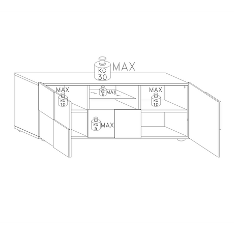 Lyon 2 Door 1 Drawer Large Concrete Grey TV Unit - FurniComp