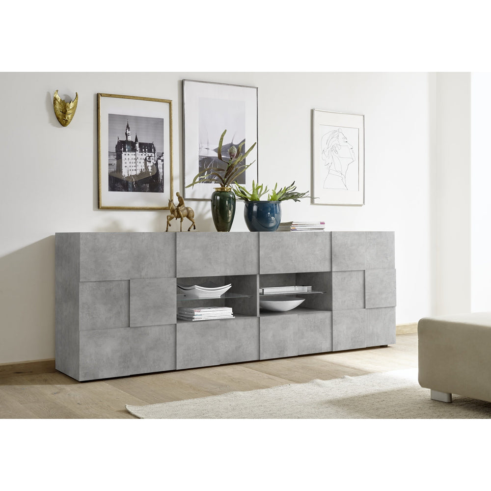 Lyon 2 Door 4 Drawer Large Concrete Grey Sideboard - FurniComp