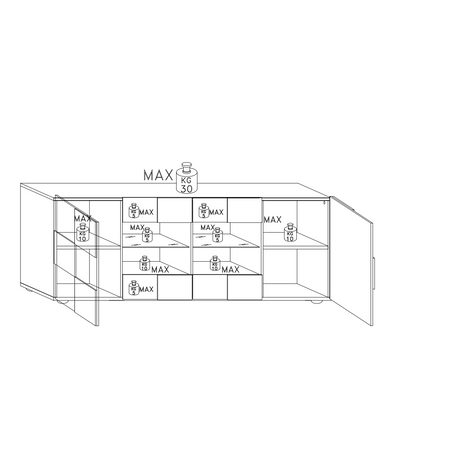 Lyon 2 Door 4 Drawer Large Grey Gloss Sideboard - FurniComp