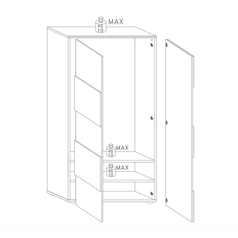 Lyon White Gloss Tall Narrow Shallow Depth Hallway Wardrobe - FurniComp