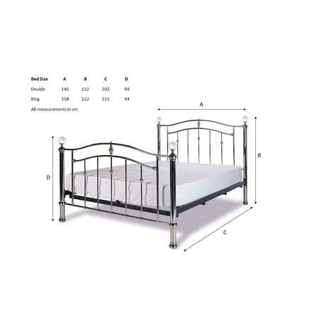 Mira Chrome with Crystal Finials Metal Bed Frame - FurniComp