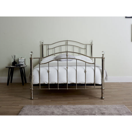 Mira Chrome with Crystal Finials Metal Bed Frame - FurniComp