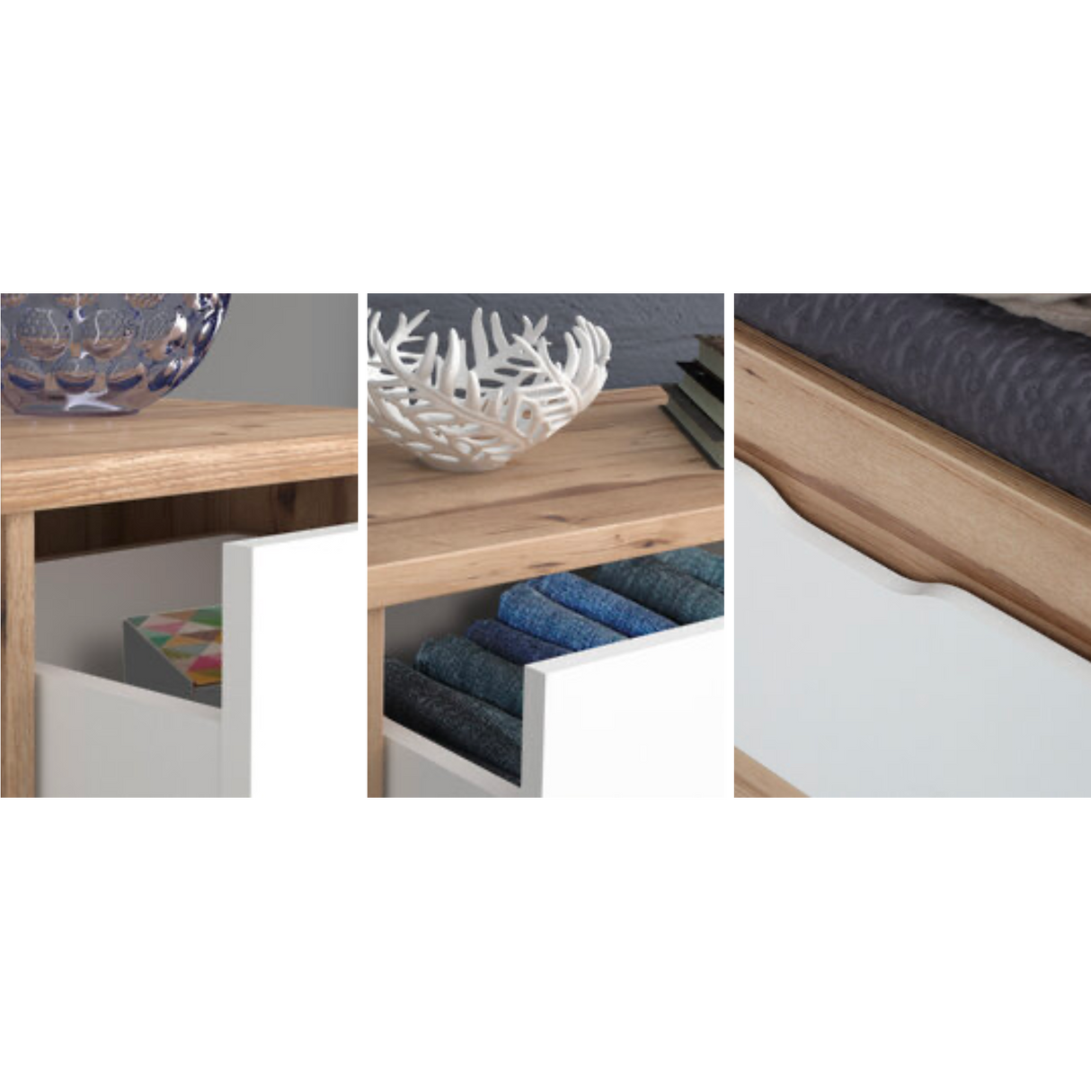 Oskar 6 Drawer Wide Chest of Drawers - Matt White & Oak - FurniComp