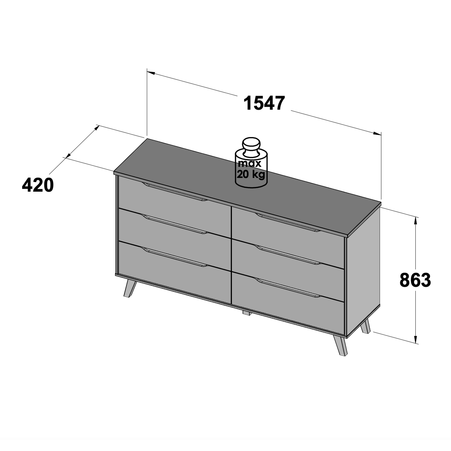 Oskar 6 Drawer Wide Chest of Drawers in Oak and White - FurniComp