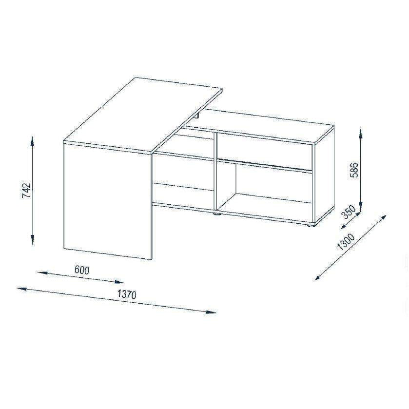 Reno Large White L Shaped Corner Desk - FurniComp