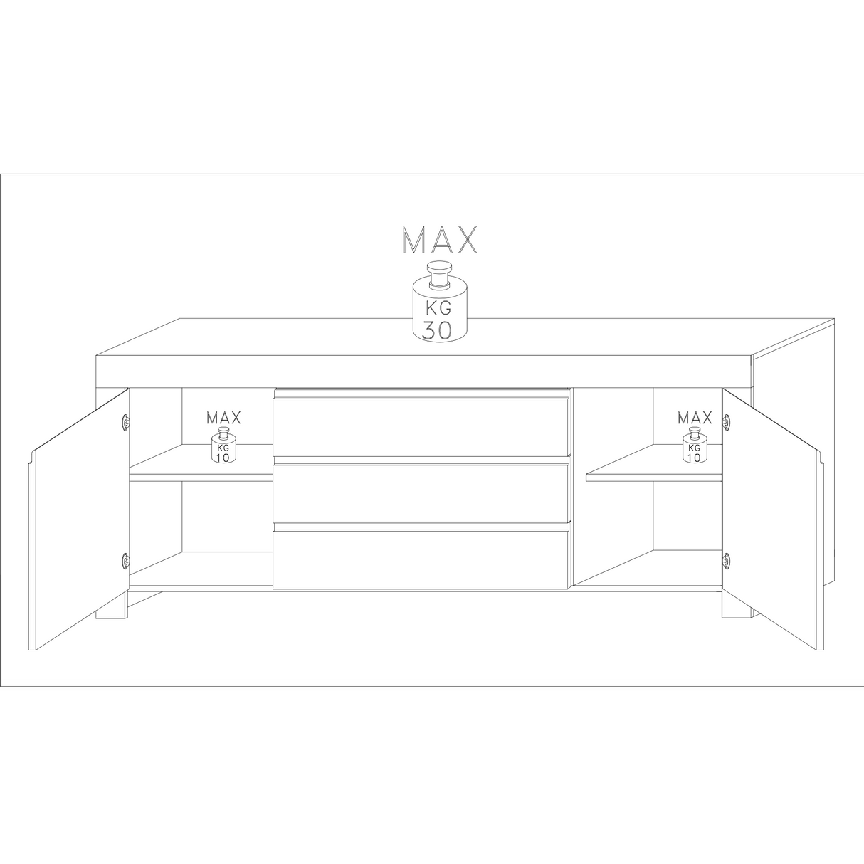 Roma Oak Effect 2 Door 3 Drawer Wide Sideboard - FurniComp