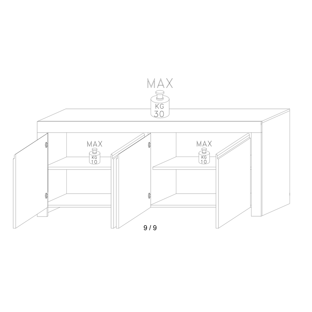 Roma Oak Effect 4 Door Sideboard - FurniComp