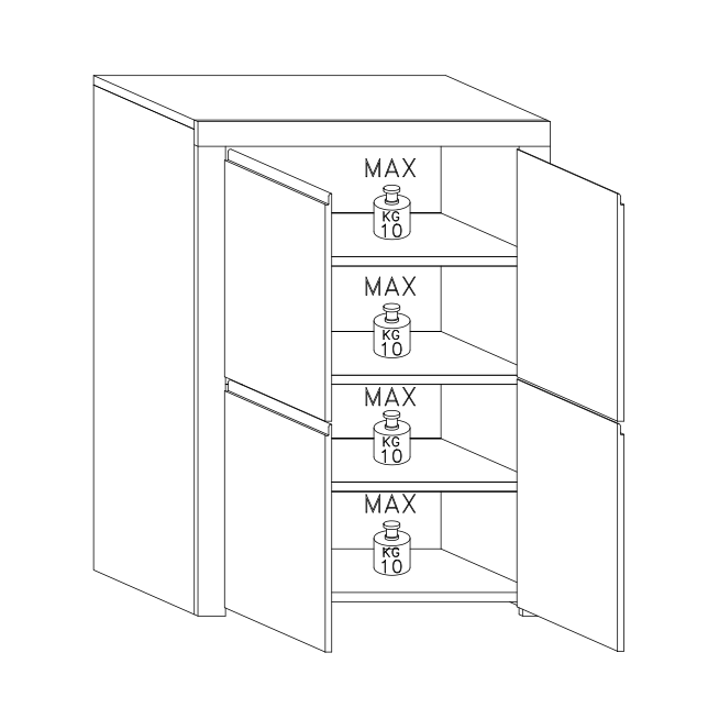 Roma Matt White 4 Door Tall Sideboard/Highboard - FurniComp