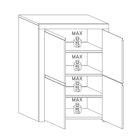 Roma Matt White 4 Door Tall Sideboard/Highboard - FurniComp