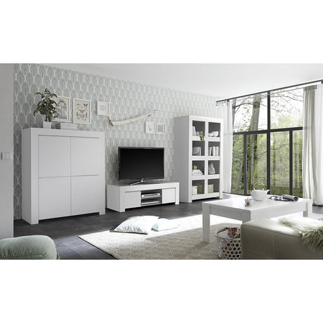 Roma Matt White 4 Door Tall Sideboard/Highboard - FurniComp