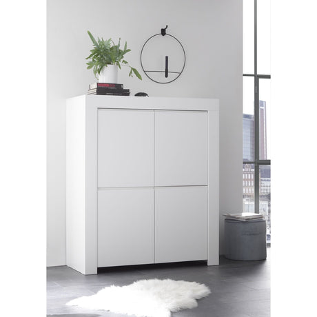 Roma Matt White 4 Door Tall Sideboard/Highboard - FurniComp