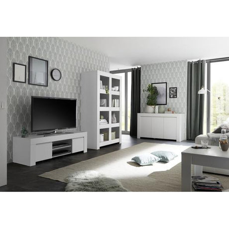Roma Matt White 4 Door Tall Sideboard/Highboard - FurniComp