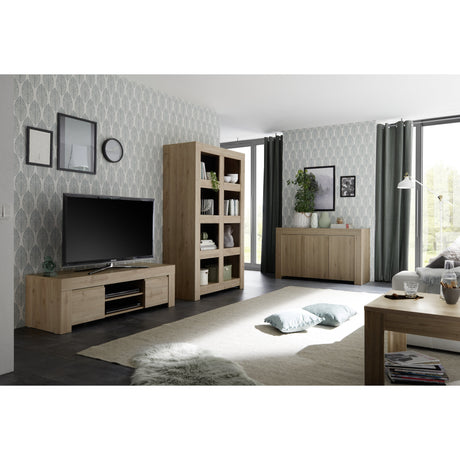 Roma 4 Door Oak Effect Tall Sideboard/Highboard - FurniComp