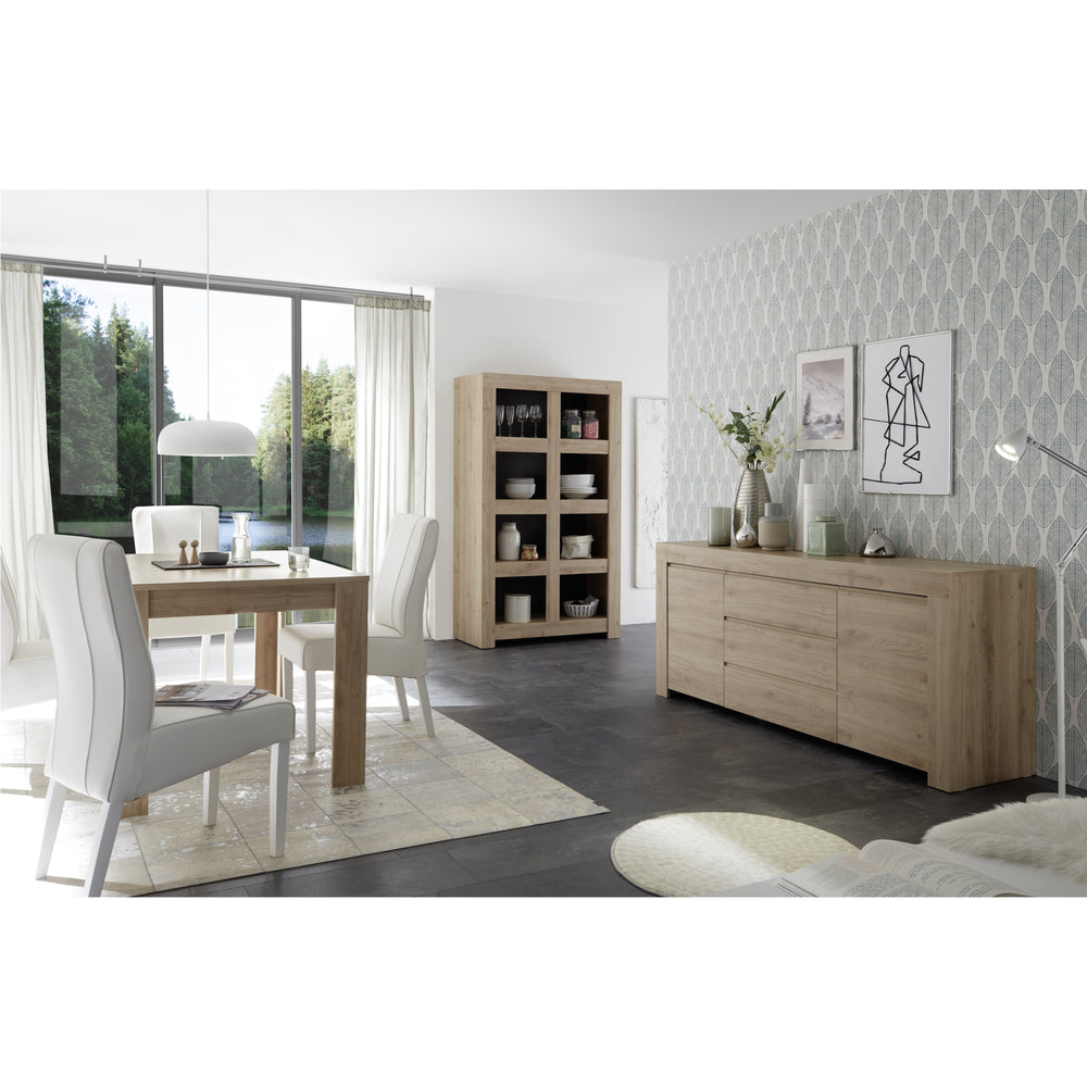 Roma Wide 4 Shelf Oak Effect Bookcase - FurniComp