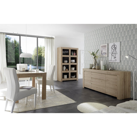 Roma Wide 4 Shelf Oak Effect Bookcase - FurniComp