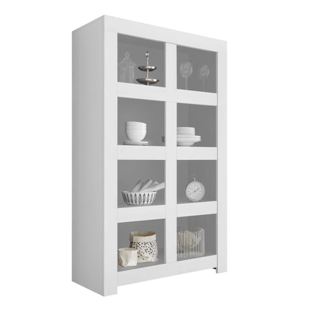 Roma Wide 4 Shelf Matt White Bookcase - FurniComp