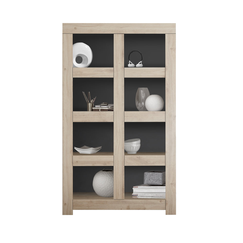 Roma Wide 4 Shelf Oak Effect Bookcase - FurniComp