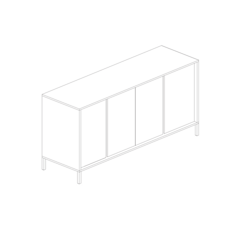 Santino 4 Door White Gloss Sideboard with Metal Legs - FurniComp