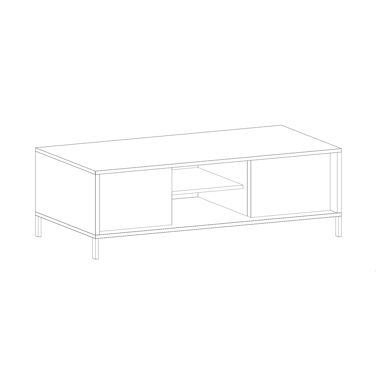 Santino Small 2 Door White Gloss TV Unit with Metal Legs - FurniComp