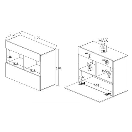 Napoli White and Cadiz Oak 1 Door 1 Drawer Sideboard - FurniComp