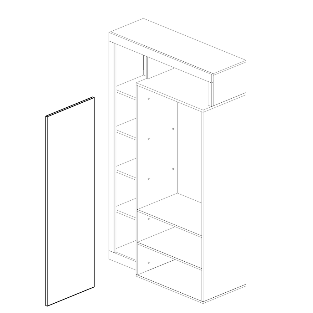 Lorenzo Natural Oak 1 Door Mirrored Tall Narrow Hallway Wardrobe - FurniComp