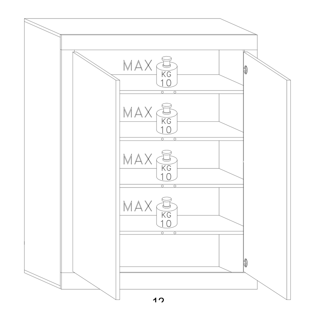 Selene 2 Door Large White Gloss Shoe Storage Cabinet - FurniComp