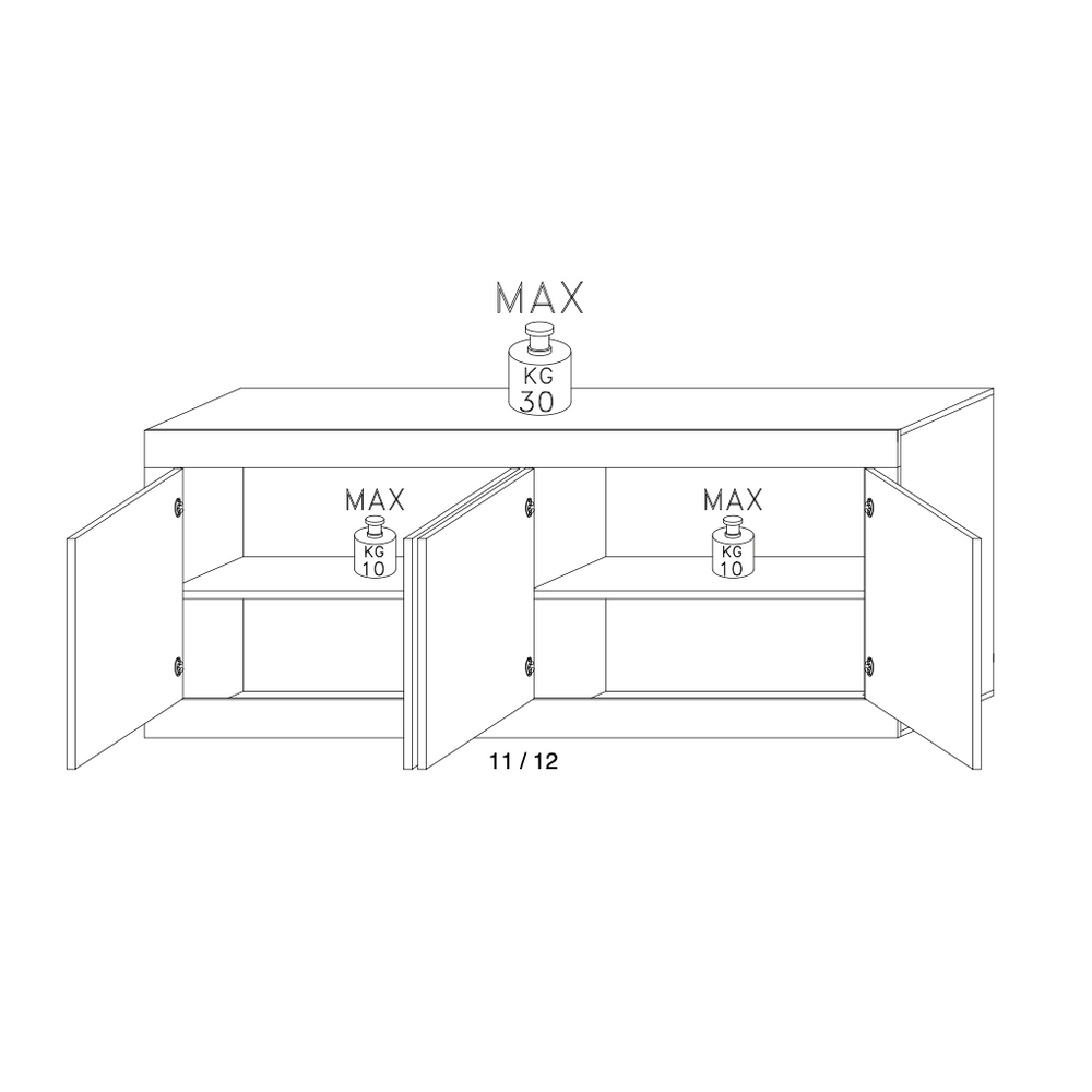 Selene 4 Door Matt Black and Oak Sideboard - FurniComp