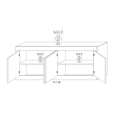 Selene 4 Door Matt Black and Oak Sideboard - FurniComp
