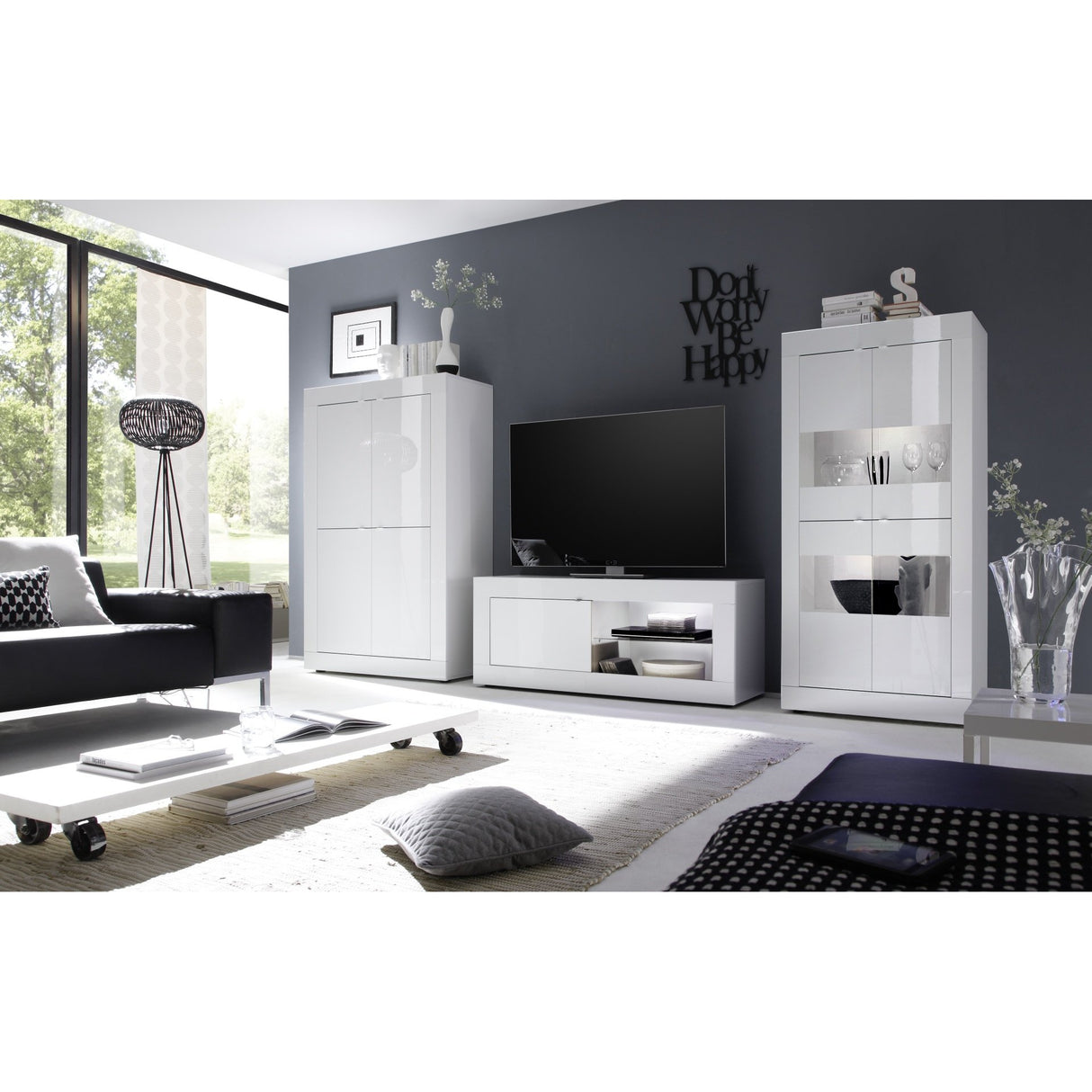 Selene 1 Door White Gloss TV Unit - FurniComp