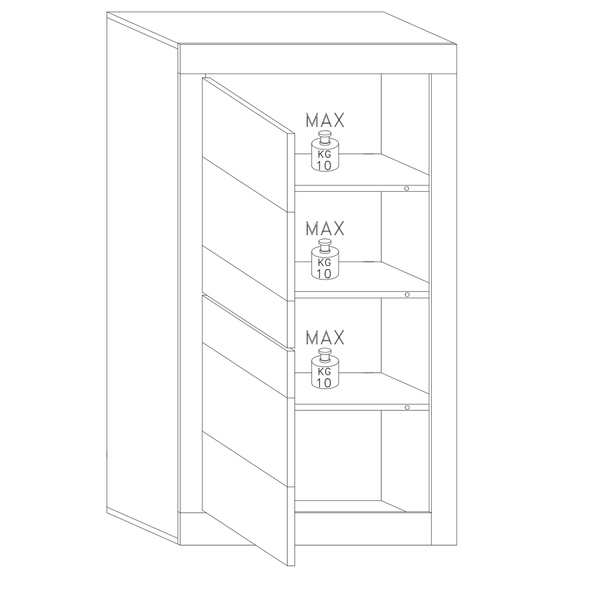 Selene Tall 2 Door White Gloss Glass Display Cabinet - FurniComp