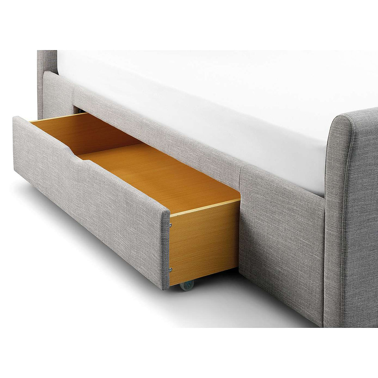 Sicily Light Grey Fabric 2 Drawer Bed - FurniComp