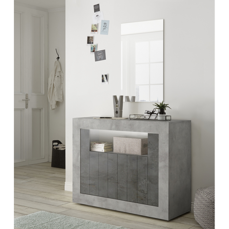 Siena 2 Door Concrete Grey and Anthracite Sideboard - FurniComp