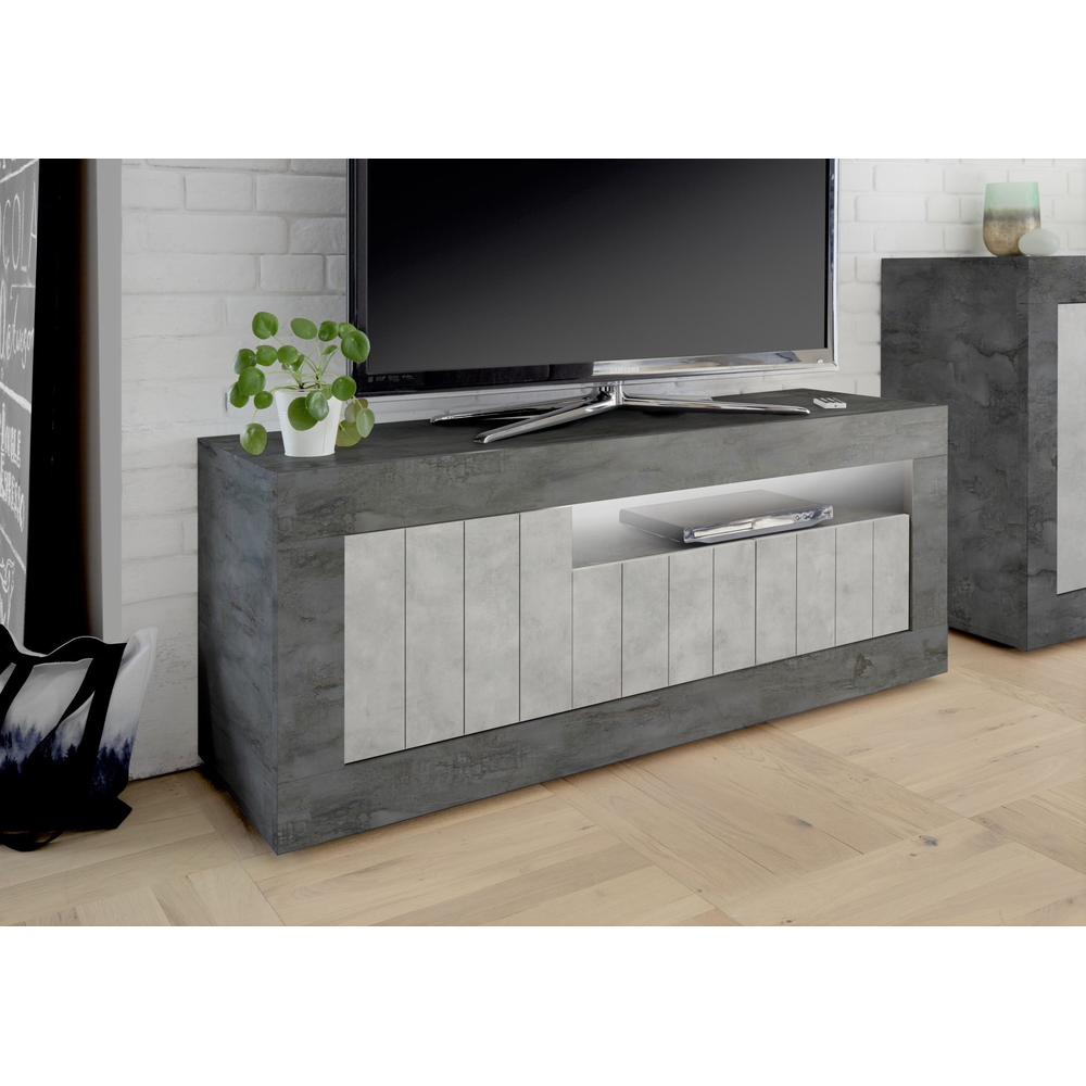Siena 3 Door Anthracite and Concrete Grey TV Unit - FurniComp