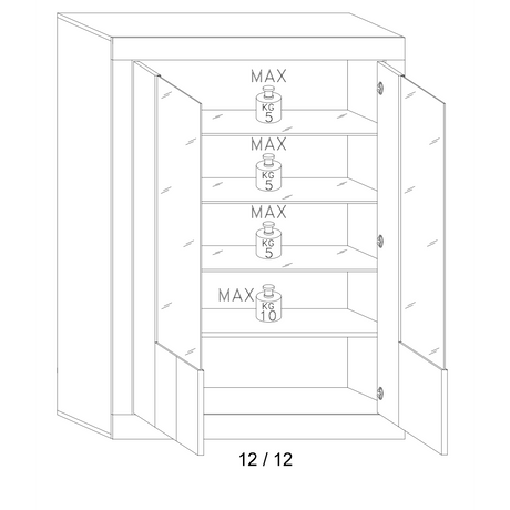 Siena 2 Door White Gloss and Concrete Grey Glass Display Cabinet - FurniComp