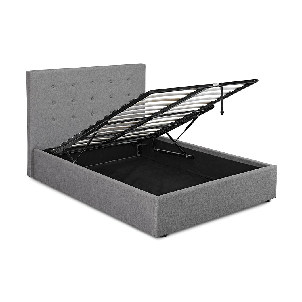 Skylar Grey Fabric Standard/Ottoman Lift Up Storage Bed - FurniComp