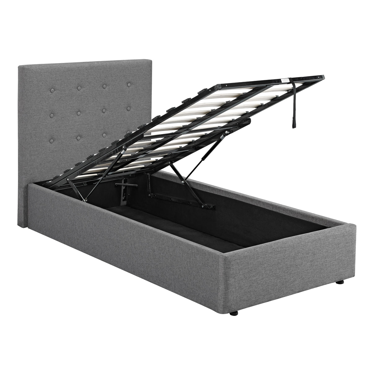 Skylar Grey Fabric Standard/Ottoman Lift Up Storage Bed - FurniComp