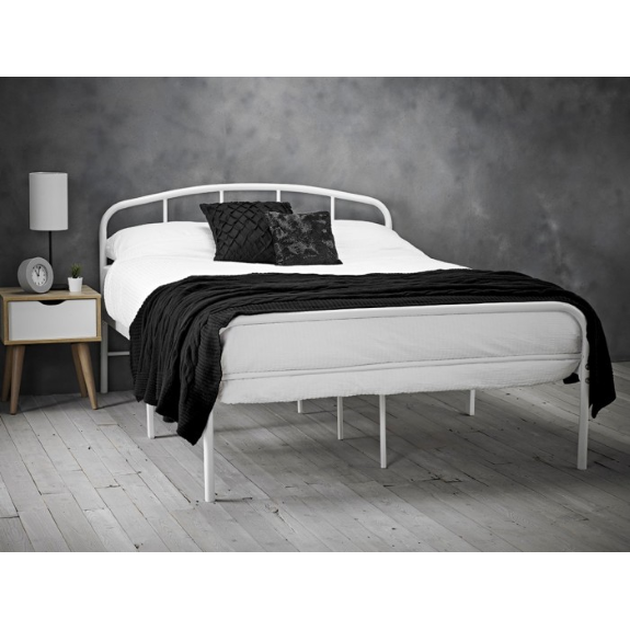 Spencer White Metal Frame Bed - FurniComp