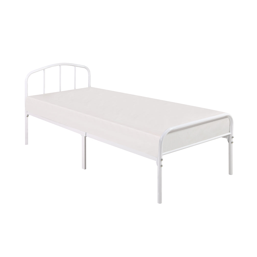 Spencer White Metal Frame Bed - FurniComp