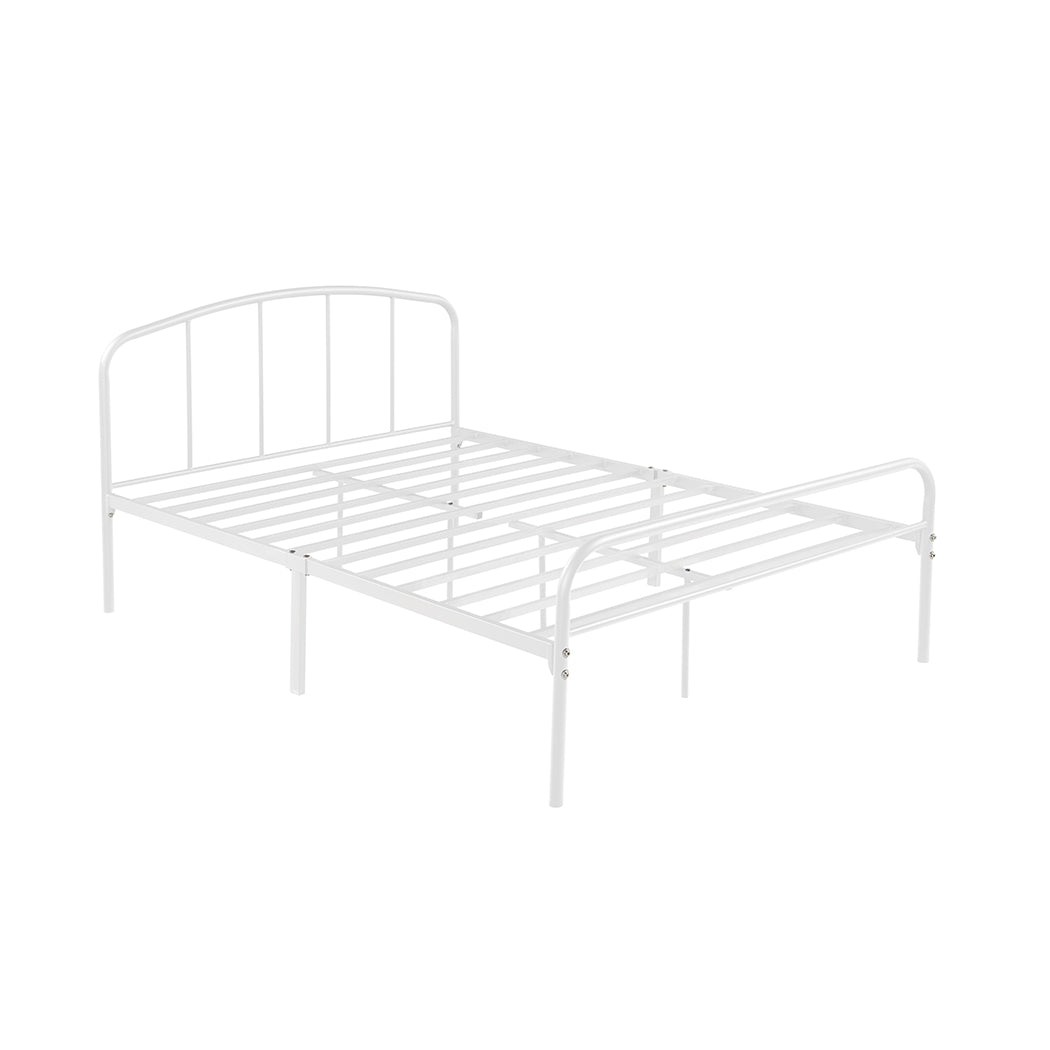 Spencer White Metal Frame Bed - FurniComp