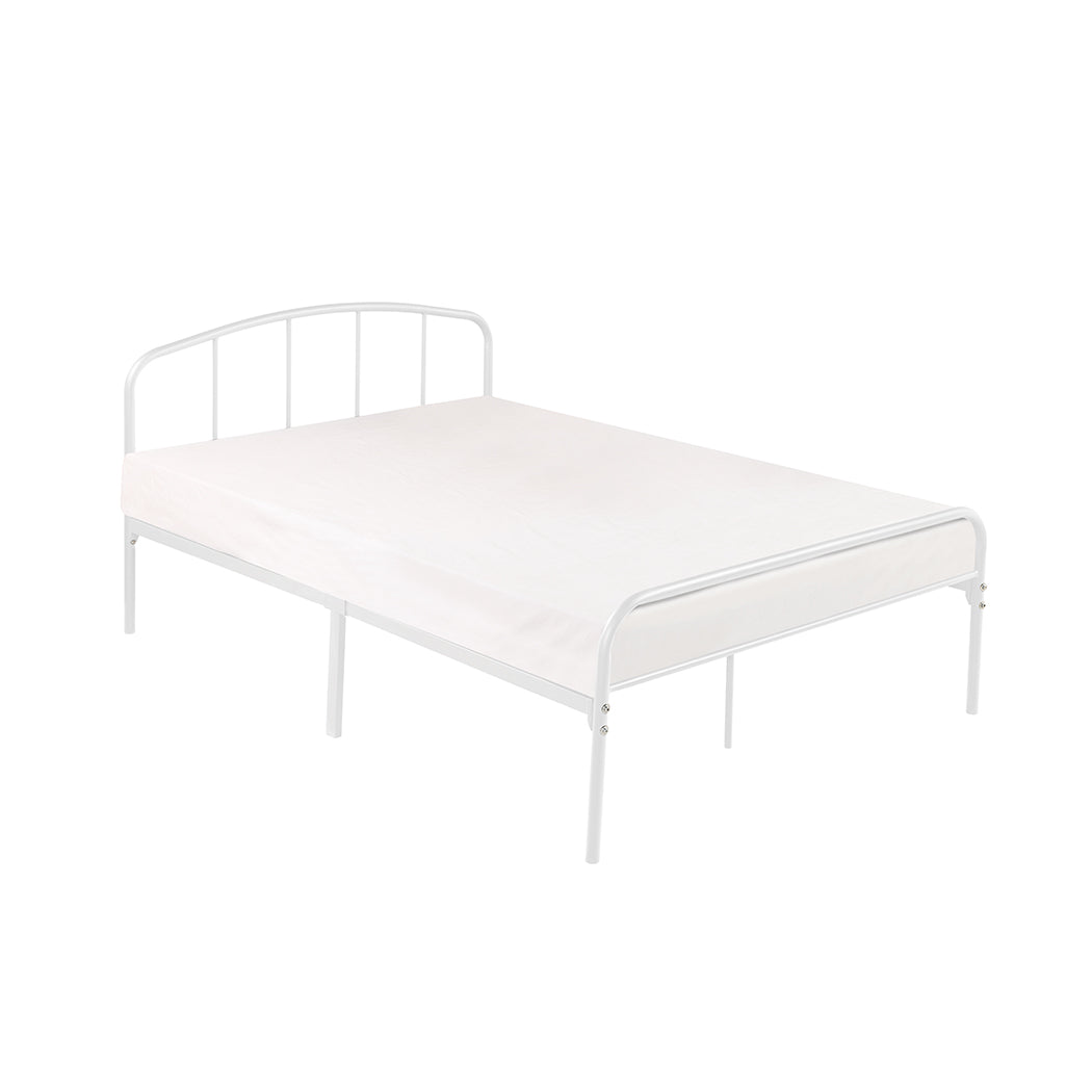 Spencer White Metal Frame Bed - FurniComp