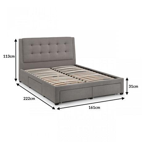 Stockton Grey Fabric 4 Drawer Bed - FurniComp