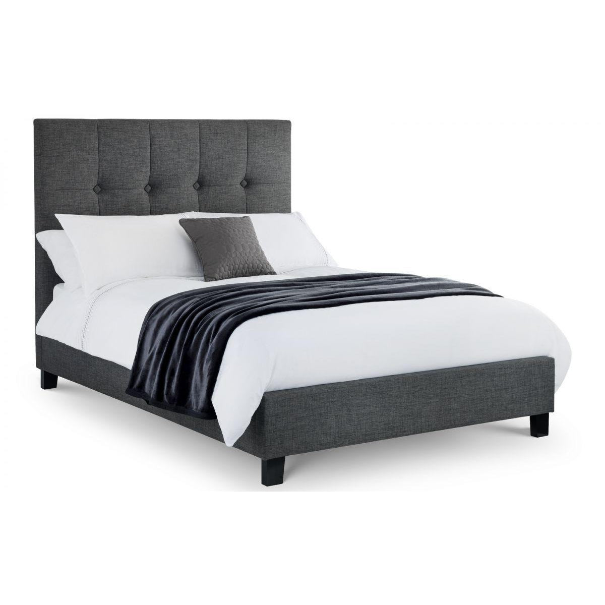 Terni High Headboard Slate Grey Fabric Bed - FurniComp