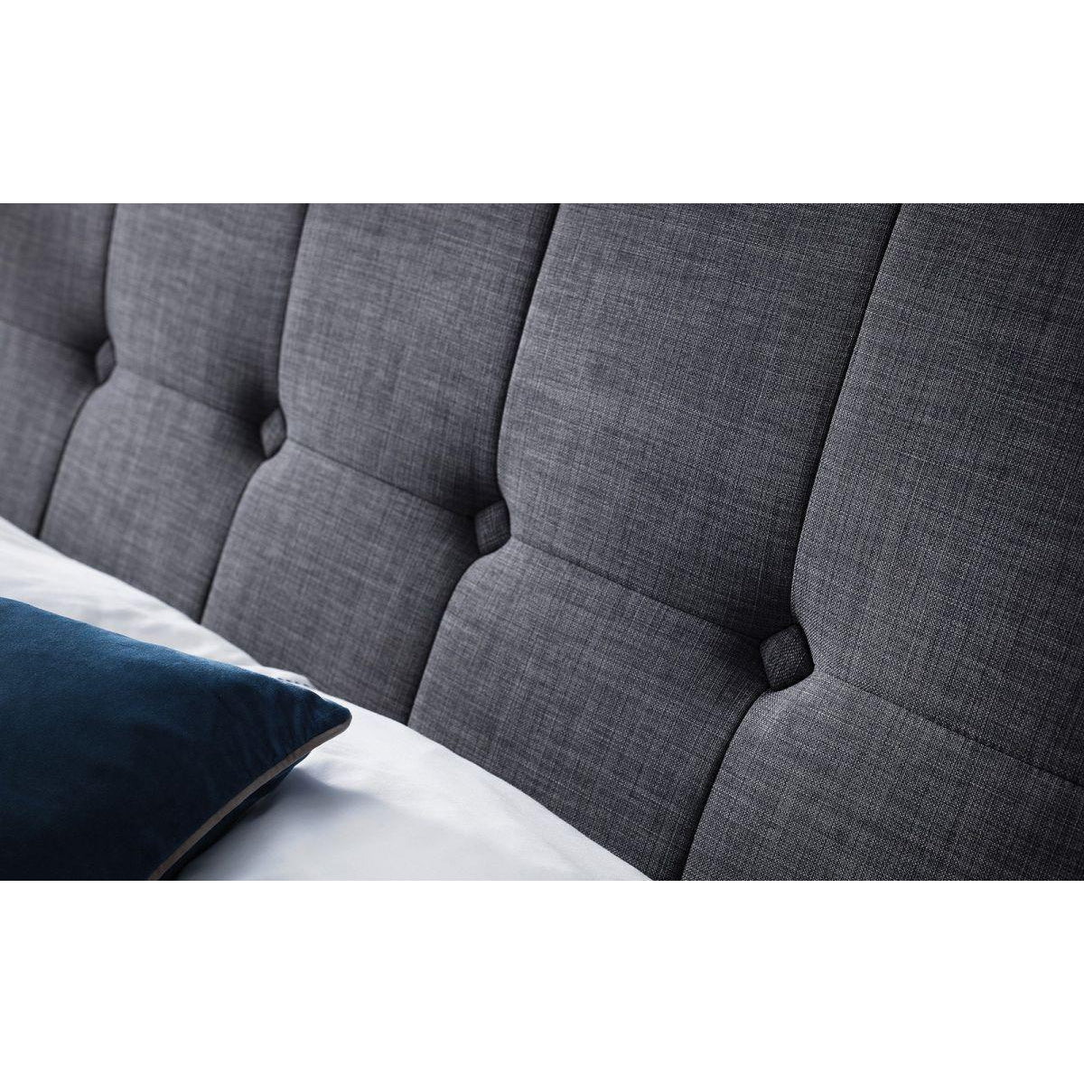 Terni High Headboard Slate Grey Fabric Bed - FurniComp