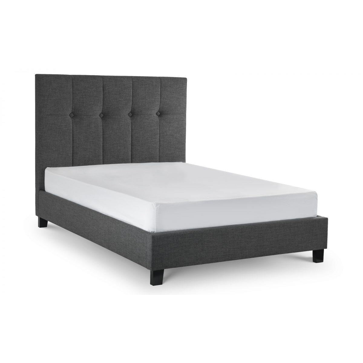 Terni High Headboard Slate Grey Fabric Bed - FurniComp