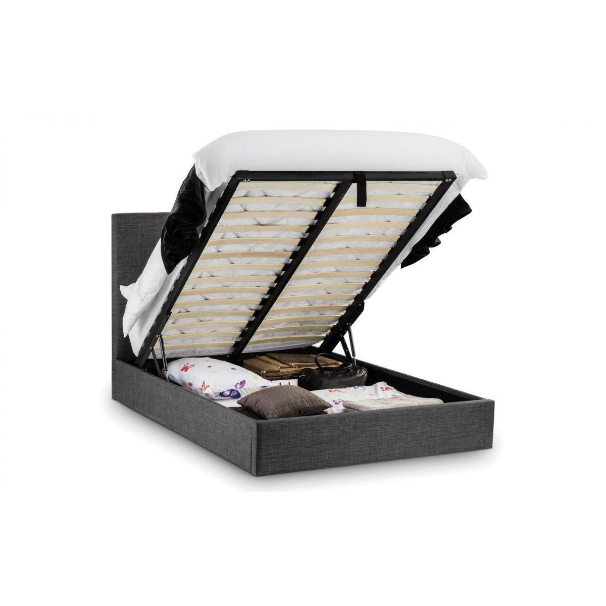 Terni Slate Grey Lift Up Storage Fabric Bed - FurniComp