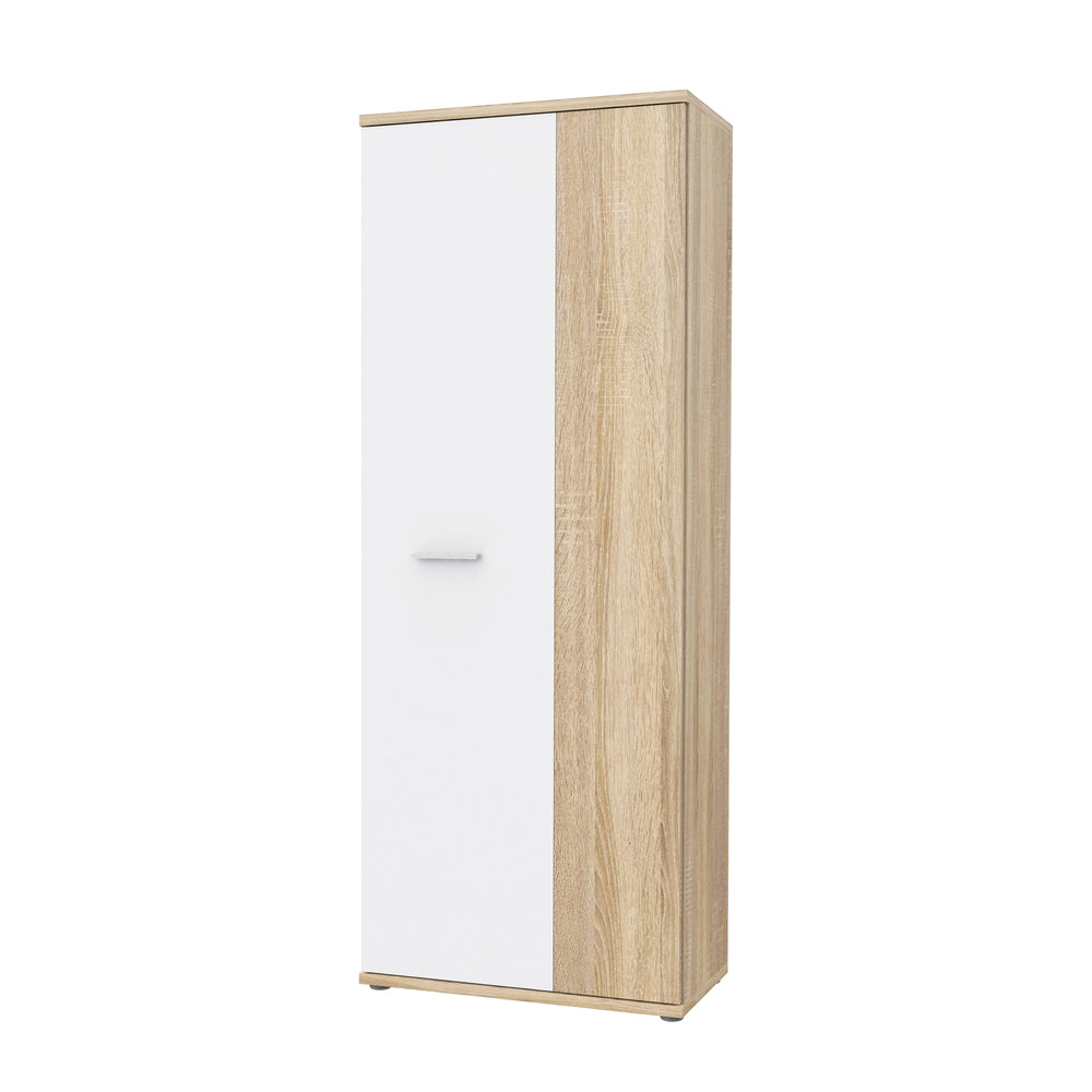 Variant Multipurpose White and Oak Tall 2 Door Utility Shoe Storage Cupboard - FurniComp