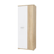 Variant Multipurpose White and Oak Tall 2 Door Utility Shoe Storage Cupboard - FurniComp