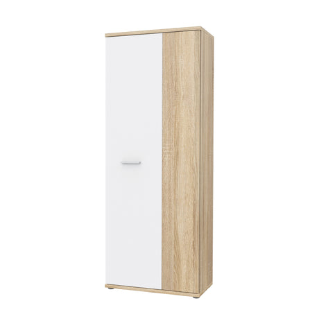 Variant Multipurpose White and Oak Tall 2 Door Utility Shoe Storage Cupboard - FurniComp