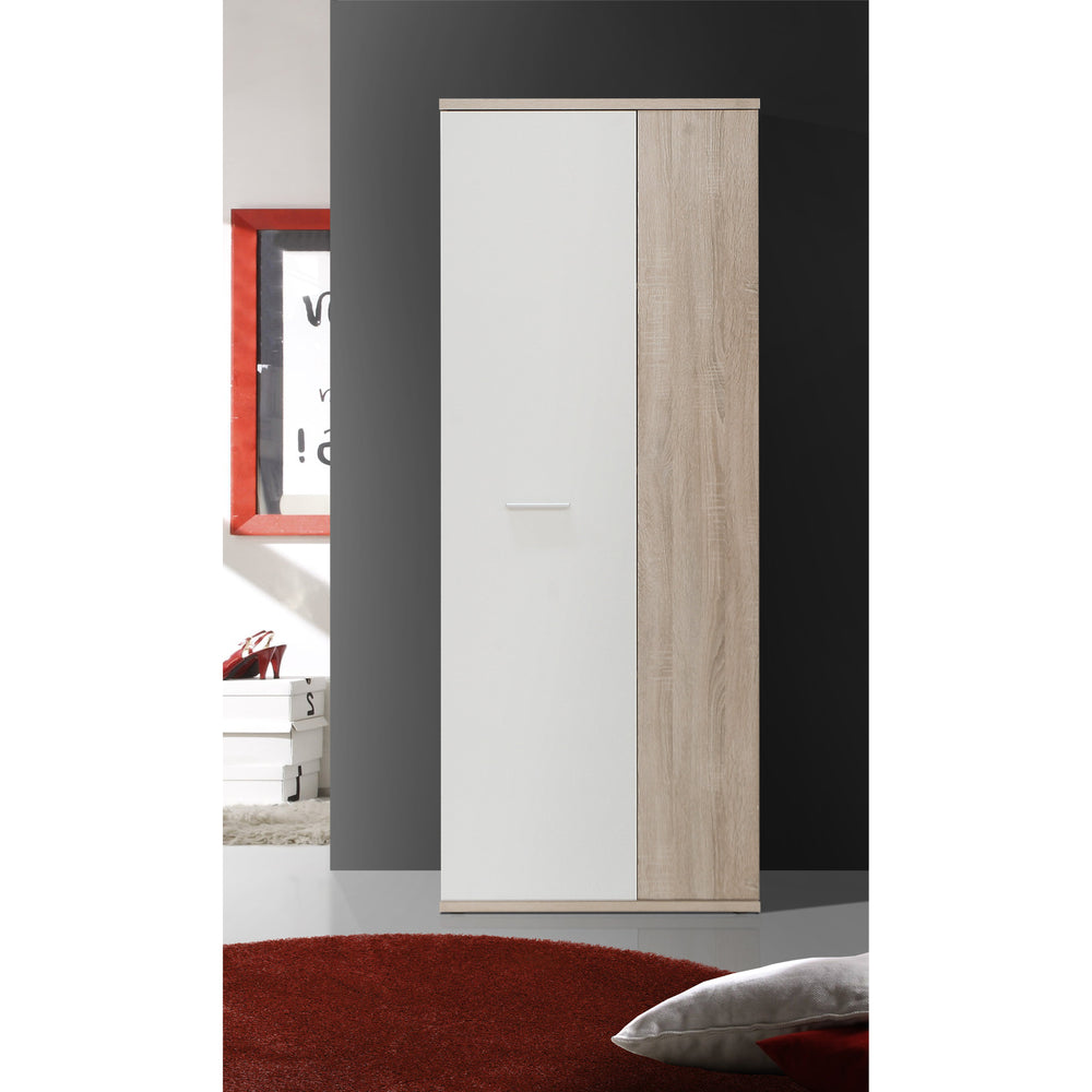 Variant Multipurpose White and Oak Tall 2 Door Utility Shoe Storage Cupboard - FurniComp